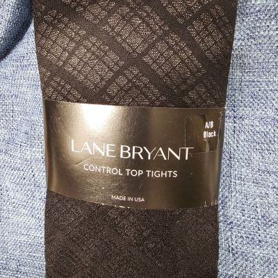 Black Control Top Sheer Patterned Tights Lane Bryant Size A/B FREE SHIP OVER $20